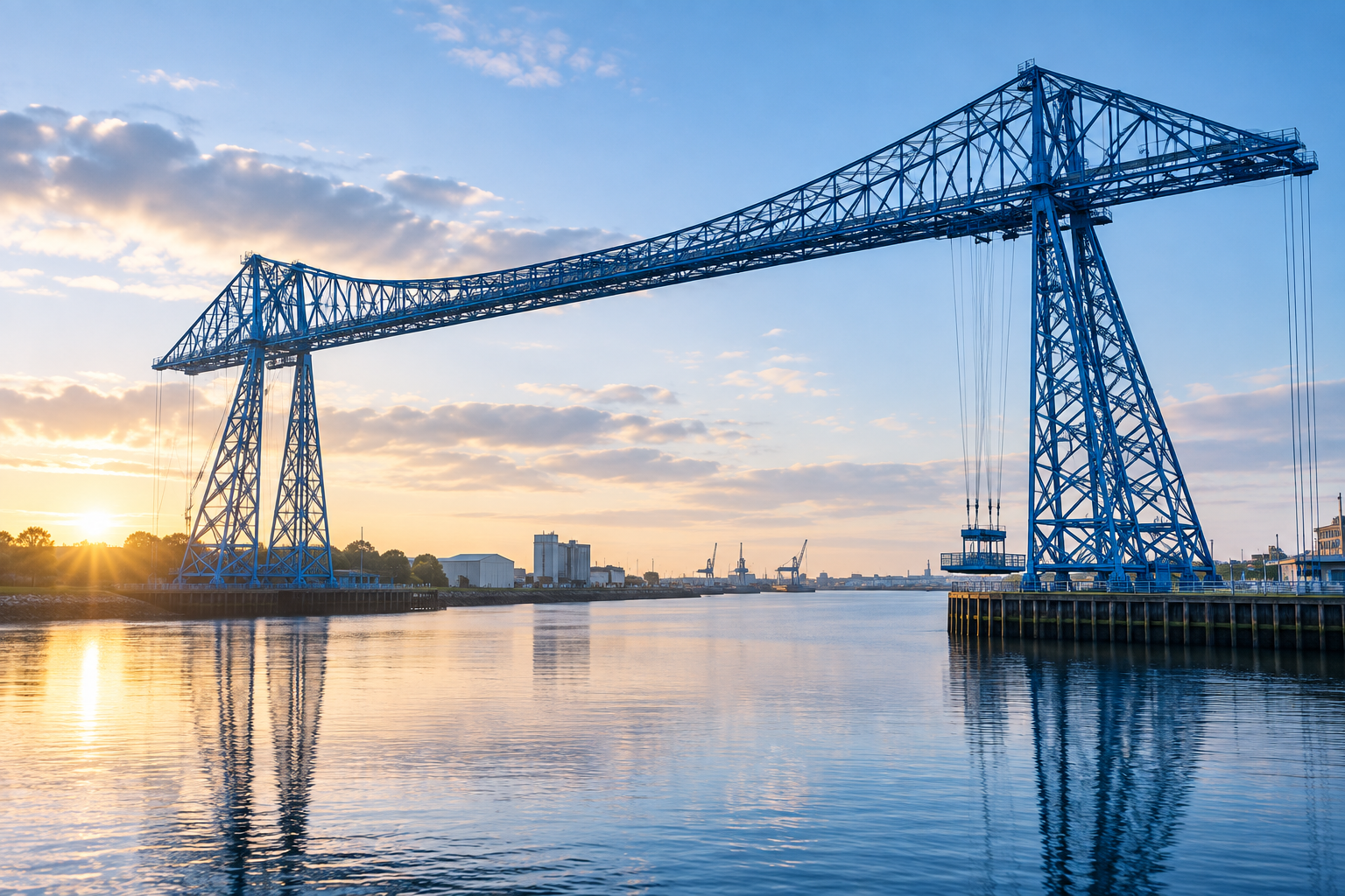 The Middlesbrough Transporter Bridge at sunset